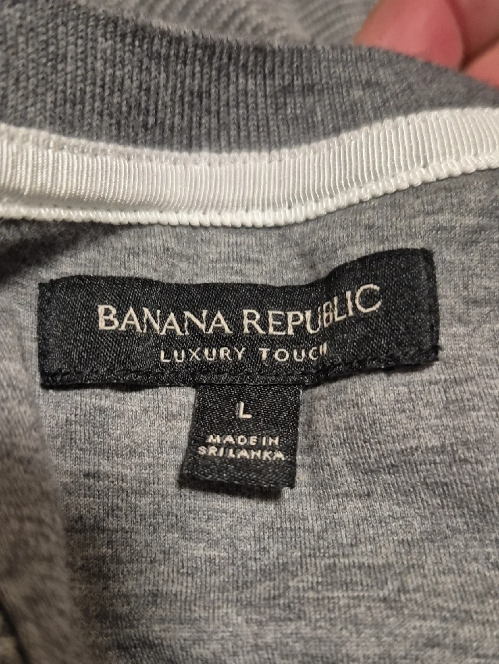 BANANA REPUBLIC Men's Long Sleeve Striped Comfy 100% Cotton Tee, Gray Sz L